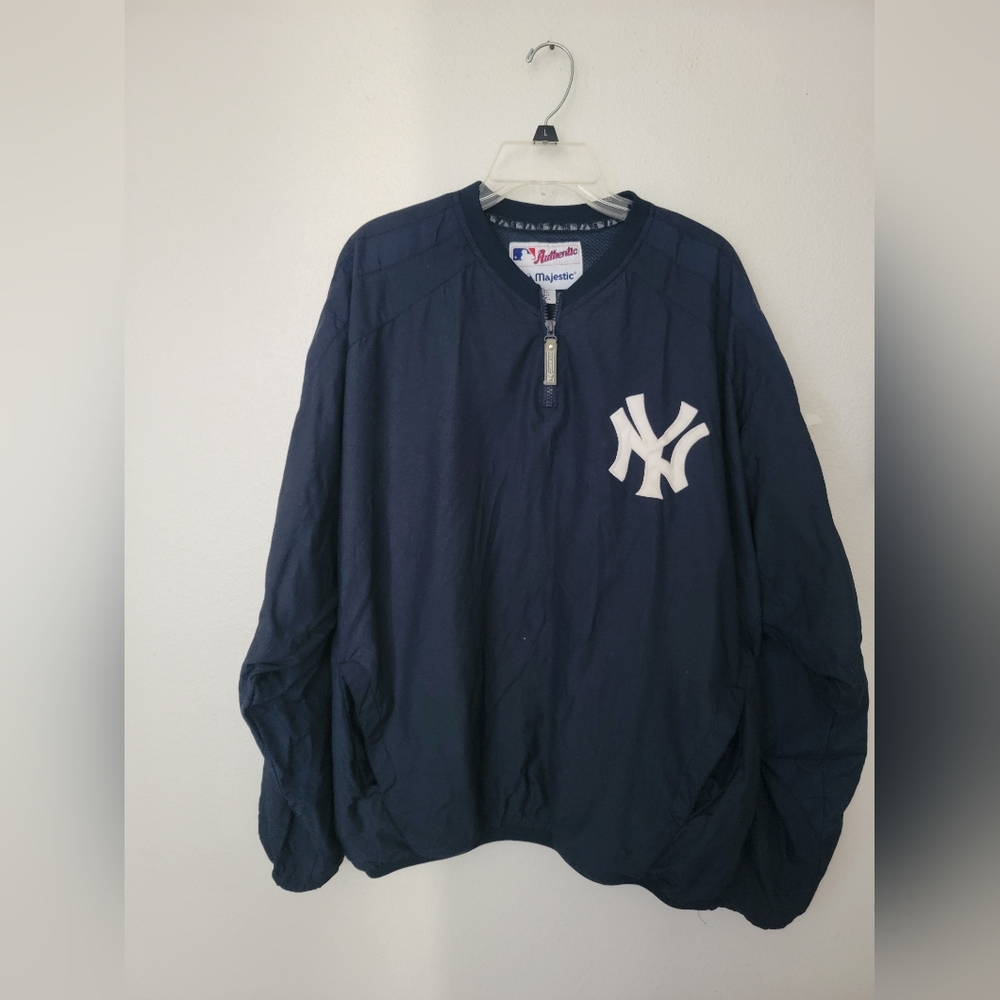 Vintage Majestic Navy Yankees Pullover Jacket